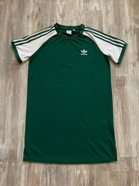adidas Forest Green and White Trefoil Raglan Short Sleeve Tee